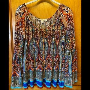 Boston Proper rich colors paisley Boho peasant top